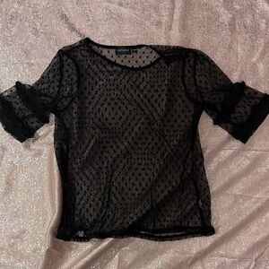 Tempted Black Sheer Polka Dot Blouse